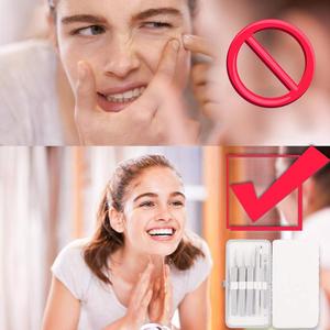 Kit de 6 outils pour éliminer les points noirs, kit pour éclater les boutons, acier inoxydable, finition miroir de luxe, traitement du visage, extracteur réutilisable - Product Image 6