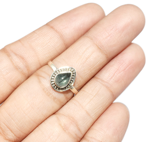 Bagues en argent Sterling 925 en forme de poire noire Rutile, bijoux en argent Sterling 925, vente en gros - Product Image 3