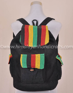 Mochila reciclada SIMPLE de cáñamo a la moda, negra, BPK 0018 - Product Image 4