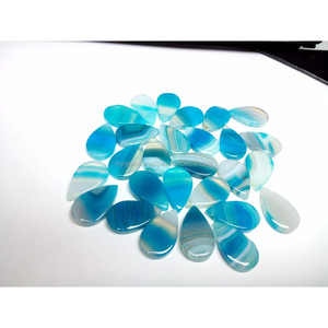 M.Y.GEMS หินอาเกตสีฟ้าธรรมชาติ ย้อมสีธรรมชาติ รูปทรงลูกแพร์ ขนาด 25x15 มม. น้ำหนัก 14.65 กะรัต สีรุ้ง ราคาขายส่ง - Product Image 3