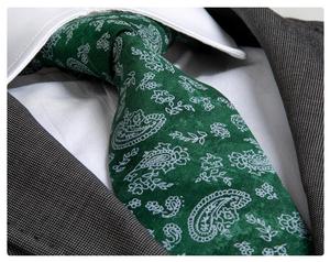 Corbata de Paisley Verde y Blanca, Corbata de Moda - Product Image 1