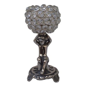 Bougeoir moderne plaqué argent de vente chaude nouveau bougeoir/bâton en perles de cristal pour la décoration de la maison bougeoir en métal - Product Image 1