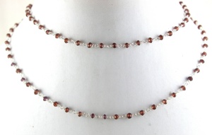 Cadena de Rosario de Granate Natural, Envuelta en Alambre, Forma Redonda, Grado AAA, Marrón Brillante, Componentes para la Fabricación de Joyería - Product Image 2