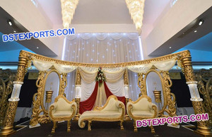 Asian Wedding Stage With Latest Back Frames, Royal English Wedding Stage Decorations, Asian Wedding Stages Manufacturer - Product Image 4