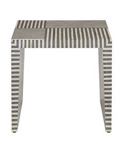 Table console professionnelle à rayures noires et blanches, avec incrustation en corne et d'os - Product Image 1