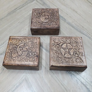 Om Carved <b>Wooden</b> <b>Jewellery</b> Boxes Elephant Carved Boxes Star Carved Boxes <b>Wooden</b> Carved <b>Jewellery</b> Boxes Wholesale From India - Product Image 2
