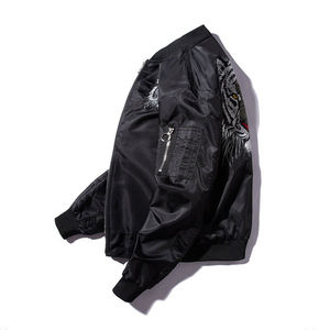 Chaqueta Bomber bordada para hombre, chaqueta de vuelo con estampado bordado de tigre blanco dorado, acolchada - Product Image 4