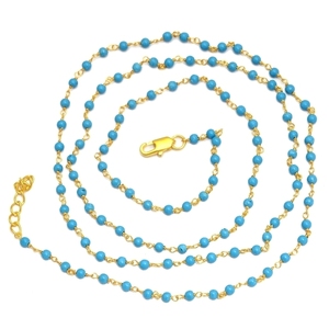 Collier en perles pour chapelet, chaîne en perles de couleur Turquoise plaqué or - Product Image 1