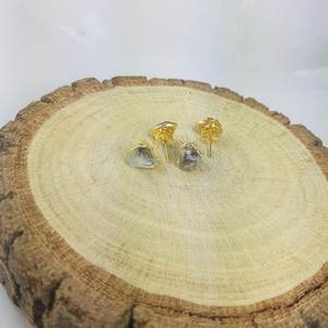 Herkimer ต่างหูเพชรชุบทองด้วยไฟฟ้าแบบดิบ - Product Image 2