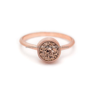 Rose Gold Druzy, gemstone <b>Ring</b>, 925 Sterling <b>silver</b>, Vermeil, <b>Stacking</b> , Handmade. - Product Image 1