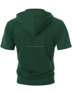 Sudadera con capucha de manga corta para hombre, prenda deportiva ajustada y ligera con cremallera - Product Image 2