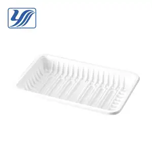 Rectangular plastic PLA tray for food packaging