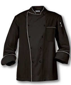 Manteau de chef en sergé noir 100% coton pour les uniformes de restaurant professionnel à usage hôtelier - Product Image 6