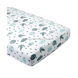 Hot Selling Soft Touch Stripped Pattern Printed Organic Cotton Fitted Crib Sheets for Baby - Product Image 1