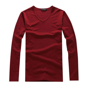 Camiseta de manga larga Sharrys para hombre, Camiseta básica lisa de algodón orgánico 100% para niños, recién llegados, ropa informal de verano (granate - Product Image 1