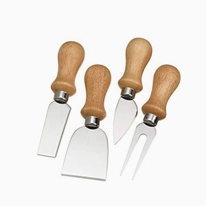 Couteaux à fromage en acier inoxydable avec manche en bois poli, 2 pièces - Product Image 1