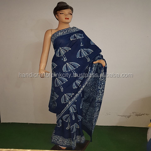 Hermoso bloque de mano impreso Saree indio para mujer - Product Image 3