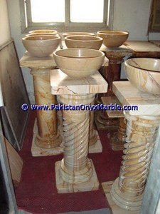 BurmaTeak Handcarved <strong>Natural</strong> <strong>Stone</strong> Pedestal Solid <strong>Column</strong> with Rope Style Tapered Top for Home Decorations and Displays - Product Image 3