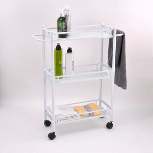 4-Tier Round Metal <strong>Tube</strong> <strong>Storage</strong> <strong>Trolley</strong> with <strong>Wire</strong> Basket - Product Image 5