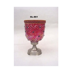 <b>Large</b> Hurricane Brown Mosaic <b>Candle</b> Holder - Product Image 3