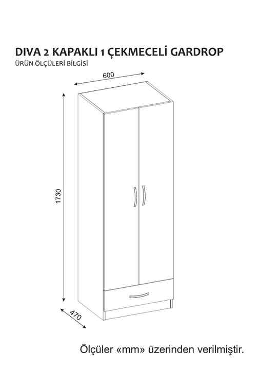 Exclusive Luxury Chipboard Available 1 Drawer White Lacquer 2 Door Wardrobe from Turkiye Best Seller