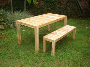 Ensemble de salon de jardin en teck, table et banc pour meubles de jardin en plein air - Product Image 4