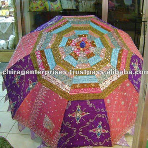 ร่มกันแดดกรอบโลหะสไตล์โมเดิร์นสำหรับบ้านไร่ดีไซน์งานปักลายสีทอง - Product Image 2