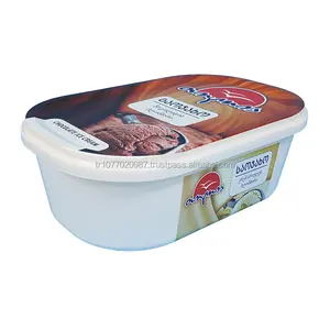 DKK1060 Best Quality Rectangular 1000ml Tamper Evident PP IML Bucket & PP IML Lid for Food Ice Cream Butter Chocolate Packaging