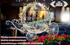 Carro de asiento de amor con temática de Cenicienta, Buggy blanco de caballo de Cenicienta - Product Image 2