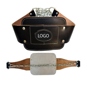 OEM Service 100% Cowhide Genuine Leather Dip Belt <b>Neoprene</b> for CrossFit Training Power Lifting Back Support Fitness Equipment - Product Image 2