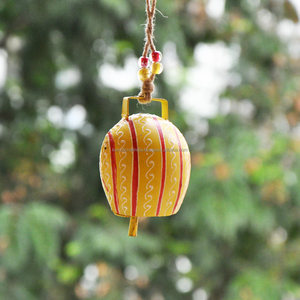 Wholesale Small Yellow Cowbell with Handle Iron Metal <b>Wind</b> <b>Chime</b> <b>for</b> <b>Garden</b> Decoration Round Shape <b>for</b> Home Use - Product Image 4