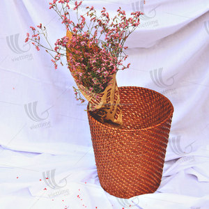 Natural Cylinder <b>Rattan</b> <b>Laundry</b> Storage <b>Basket</b> With Lid for Clothes - Product Image 6