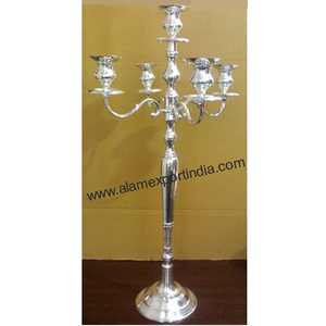 Portavelas de aluminio y Metal de alta calidad de 5 brazos, candelabros de último diseño para fiesta en casa, mesa de Color plateado - Product Image 5