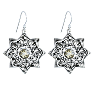 Pendientes colgantes de Starburst de Plata de Ley 925 sólida, piedras preciosas citrinas genuinas, joyería hecha a mano, CASA DE PLATA, mayorista fino - Product Image 1