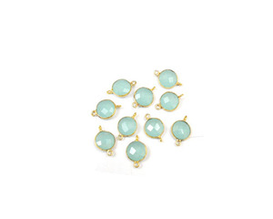 Conector Boho de Calcedonia Aqua Natural de 10mm con Baño de Oro de 18K, Gema de Nacimiento, Estilo Moderno para Toda Ocasión - Product Image 6