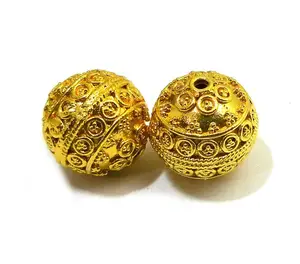 Gold Plated Round Shape Bulk Price Bali Beads