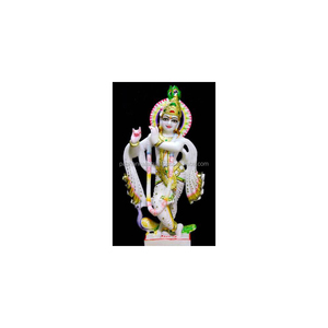 Estatua de Krishna de Mármol Blanco, Estatuas de Dioses Hindúes - Product Image 1
