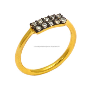 Anillo de Plata de Ley 925, anillo de piedras de cristal, diseño de joyería elegante, anillo chapado en oro clásico de moda para compromiso de boda. - Product Image 1