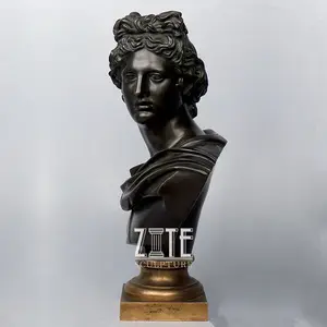 Estilo popular latón Apollo busto escultura
