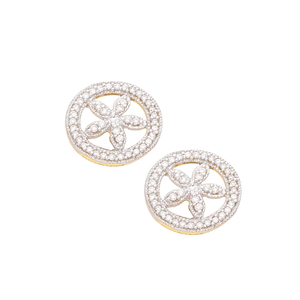 Paire de boucles d'oreilles Rikhava Diamonds en or jaune avec diamants taille brillant rond, luxueuses et élégantes pour femme, idéales pour mariage et anniversaire - Product Image 1