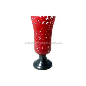 Bougeoir en verre de créateur rouge fabriqué à la main avec bougeoir en verre transparent de haute qualité
