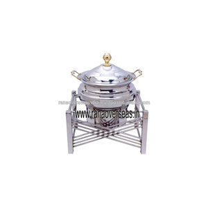 Vente flash Plat de service rond en acier inoxydable avec support Parfait pour les fêtes, les mariages, la restauration et les buffets à prix avantageux - Product Image 2