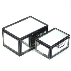 Decorative New Design <b>Black</b> Frame with Silver Tempered Glass Jewelry <b>Box</b> <b>for</b> Jewelry <b>Storage</b> Set of 2 - Product Image 1