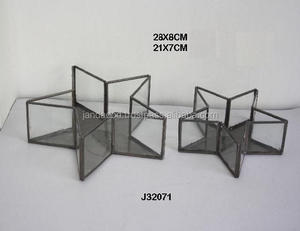 Linterna votiva de cristal de latón en forma de estrella con acabado antiguo, decoración del hogar de alta calidad, soporte de luz de té en dos tamaños, Material metálico - Product Image 3