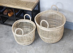 Panier de rangement rond en jonc de mer, ensemble de 3, panier de couleur naturelle, tissé à la main - Product Image 5