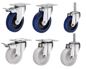 Roues en caoutchouc élastiques pour chariot industriel robuste, 100mm, 3/4/5/6/8 pouces, serrure à roulettes, type européen - Product Image 5