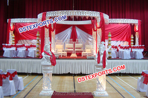 Ensemble de mandaps de mariage sculptés en fibre de créateur Nouveaux mandaps de cérémonie de mariage glamour du fabricant - Product Image 2
