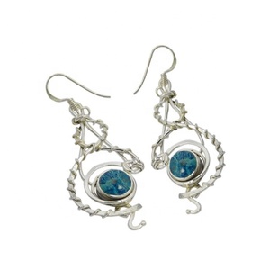 Offre Spéciale 925 Sterling Silver Fine Jewelry fait à la main plaqué or naturel chrysocolle pierres précieuses boucles d'oreilles Style Vintage mariage - Product Image 1