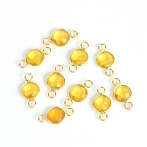 Citrine Quartz Gemstone 8 MM Lunette Ronde Connecteur Double Bail Boucle Fine Bijoux Pendentifs Charmes - Product Image 4