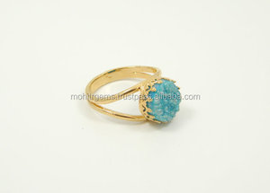 Anillo ajustable de ágata con forma redonda, anillo de corte de cóctel hecho a mano - Product Image 4